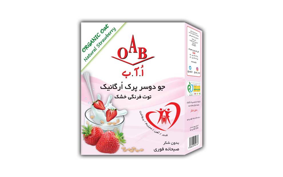 جو دوسر پرک اورگانیک همراه توت فرنگی خشک OAB - جو دوسر پرک اورگانیک همراه توت فرنگی خشک OAB