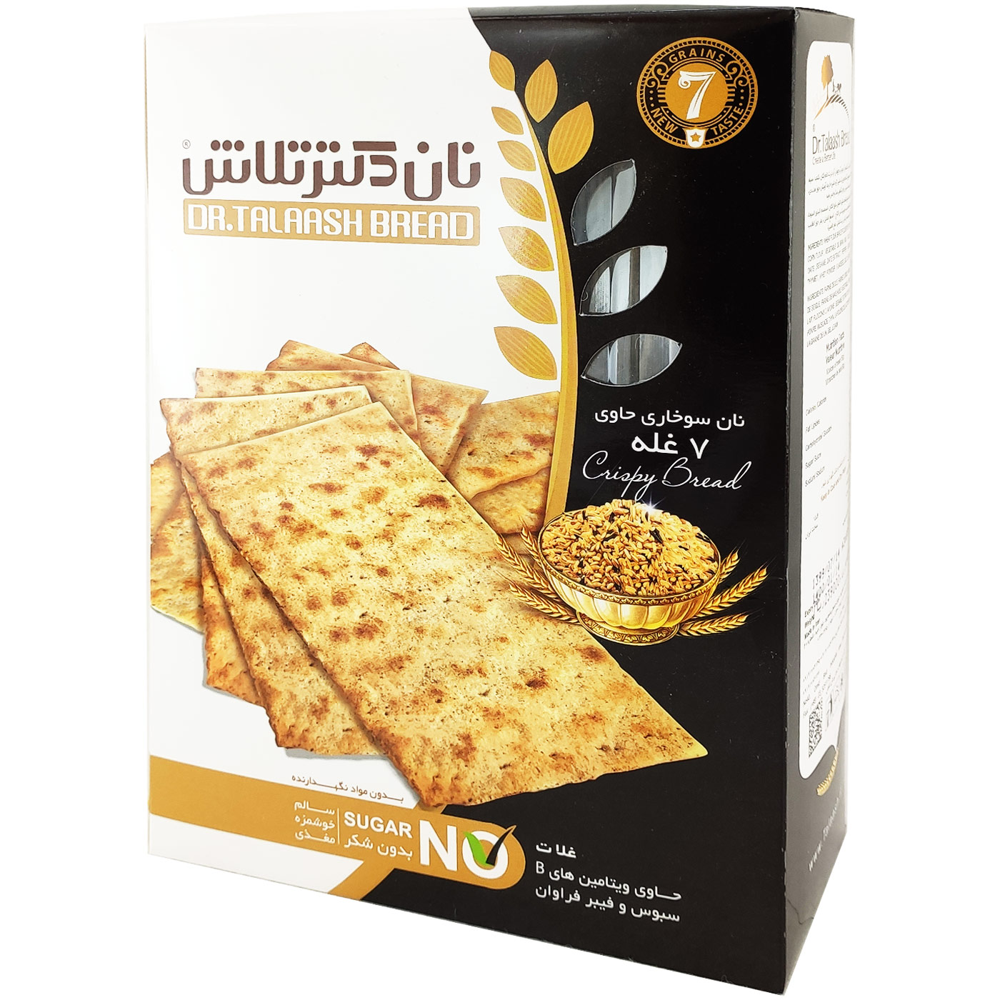 نان سوخاری 7 غله بدون شکر دکتر تلاش 400g - نان سوخاری 7 غله بدون شکر دکتر تلاش 400 گرم