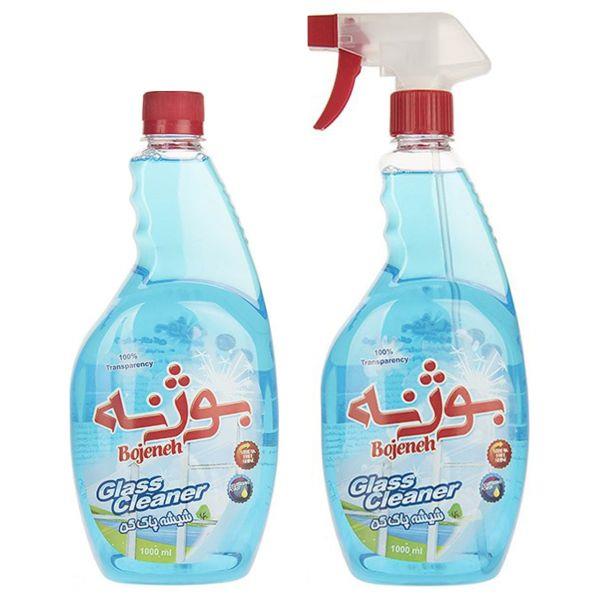 شیشه پاک کن بوژنه بسته 2 عددی - پک شیشه پاک کن آبی بوژنه حجم 1000 میلی لیتر بسته 2 عددی