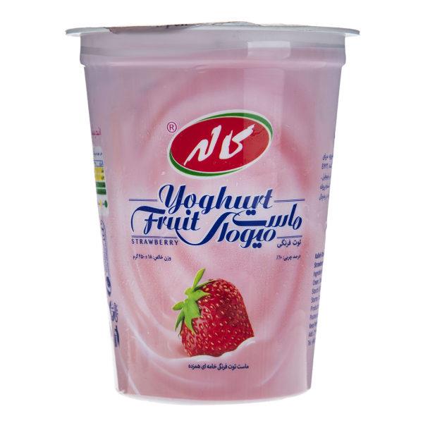 ماست میوه ای با طعم توت فرنگی کاله مقدار 450g - ماست میوه ای با طعم توت فرنگی کاله مقدار 450 گرم