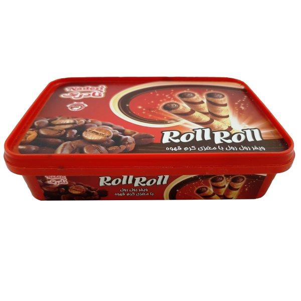 ویفر رول رول بامغز کرم قهوه 250گرم نادری - ویفر رول رول بامغز کرم قهوه 250گرم نادری